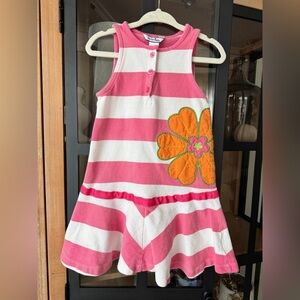Hartstrings y2k dress striped toddler girl flower appliqué embroidered tennis